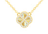 Yellow Gold Plated Sterling Silver Rainbow Clover & Zirconia Pendant