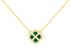 Yellow Gold Plated Sterling Silver Malachite & Zirconia Clover Pendant