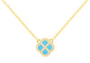 Yellow Gold Plated Sterling Silver Turquoise Clover & Zirconia Pendant