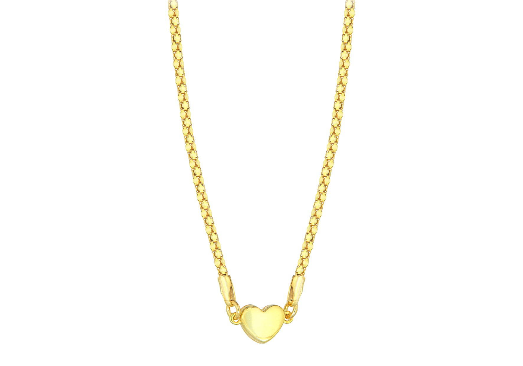 Yellow Gold Plated Sterling Silver Magnetic Heart Popcorn Chain Necklace