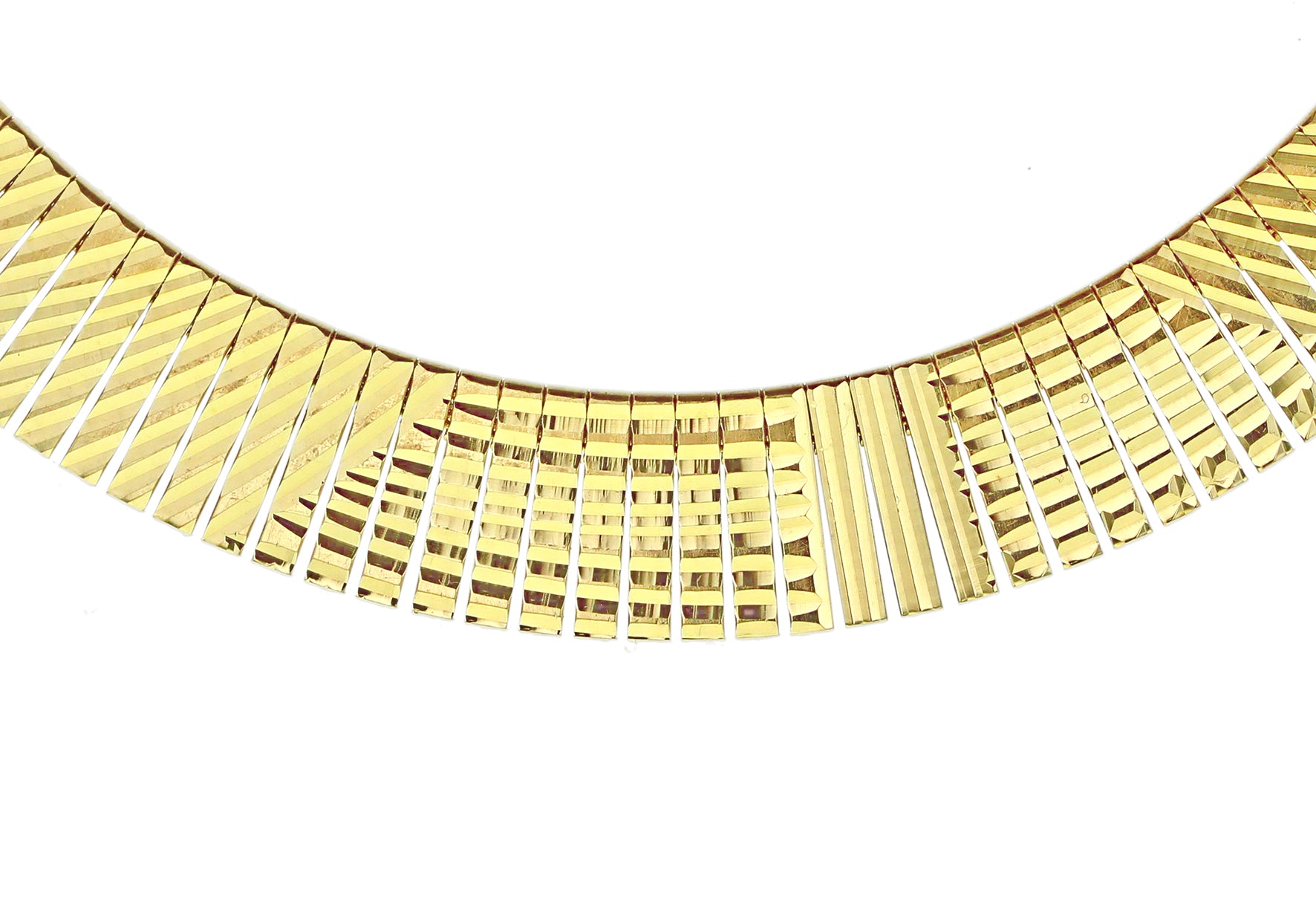 Yellow Gold Plated Sterling Silver Diamond Cut Graduated Cleopatra Necklace