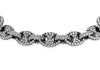 Sterling Silver Black Rhodium & White Zirconia Encrusted Bean Links Bracelet