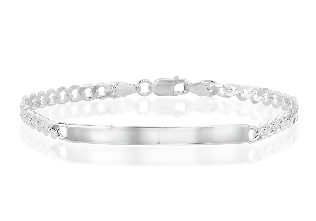 Sterling Silver ID Bar Curb Bracelet