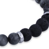 Sterling Silver Rhodium-Plated Lava & Eagle Eye Bead T-Bar Bracelet