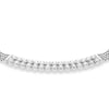 Sterling Silver Rhodium-Plated Zirconia Box Chain Adjustable Bracelet