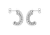 Sterling Silver Twisted Ribbed Zirconia Open Hoop Earrings