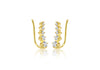 Yellow Gold Plated Sterling Silver White Zirconia Crawler Earrings