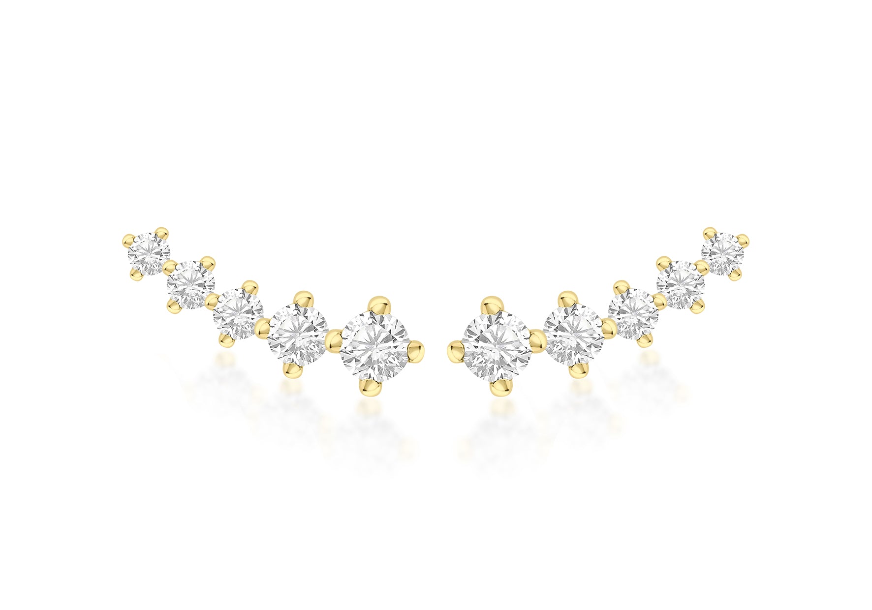 Yellow Gold Plated Sterling Silver White Zirconia Crawler Earrings