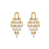 Gold Plated Geometric Link 0.18ct Diamond Drop Earrings