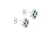 Sterling Silver Malachite & White Zirconia Clover Stud Earrings