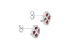 Sterling Silver Red Agate & White Zirconia Clover Stud Earrings
