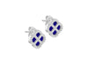 Sterling Silver Blue Lazurite Clover & White Zirconia Stud Earrings