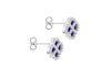 Sterling Silver Blue Lazurite Clover & White Zirconia Stud Earrings