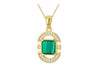 Gold Plated Silver Malachite & White Zirconia Art Deco Pendant