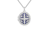 Sterling Silver Filigree Oval Zirconia Locket Pendant
