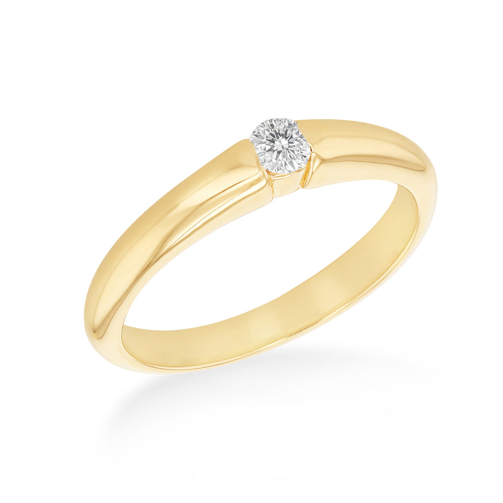 Gold Plated Sterling Silver 0.10ct Lab Created Diamond Solitaire Ring