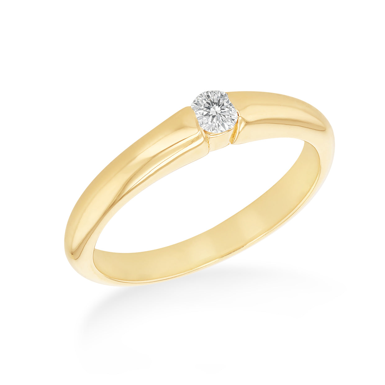 Gold Plated Sterling Silver 0.10ct Lab Created Diamond Solitaire Ring