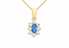9ct Gold Blue & White Zirconia Marguerite Cluster Pendant Necklace