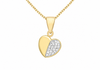 9ct Gold Half Zirconia Pavé Heart Pendant Necklace