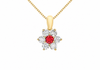 9ct Gold Red and White Zirconia Daisy Cluster Pendant Necklace