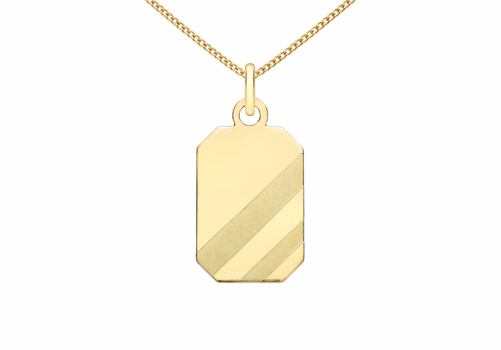 9ct Gold Regimental Stripe Tag Pendant Necklace