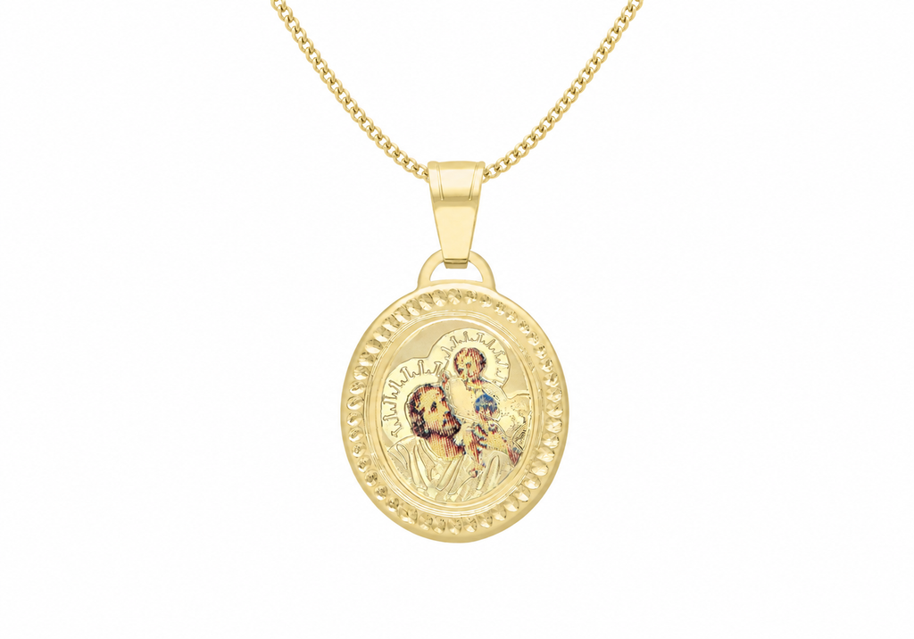 9ct Gold Rope-Edge St Christopher Oval Pendant