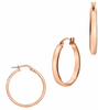 9ct Rose Gold Architectural Edge Hoop Earrings