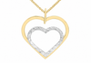 9ct Two-Tone Gold Diamond Cut Double-Heart Pendant