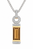 9ct White Gold 0.10ct Diamond & Baguette Smokey Quartz Pendant