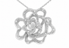 9ct White Gold 0.10ct Diamond Rose Pendant