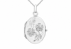 9ct White Gold Daisy Detail Oval Locket