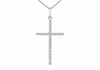 9ct White Gold Diamond-Cut Slim Cross Pendant Necklace