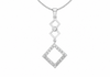 9ct White Gold Zirconia Geometric Openwork Drop Pendant