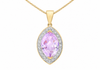 9ct Yellow Gold 0.15ct Diamond & Amethyst Marquise Pendant