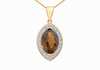 9ct Yellow Gold 0.15ct Diamond & Smokey Quartz Marquise Pendant