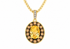 9ct Yellow Gold 0.50ct Chocolate & White Diamond Citrine Pendant
