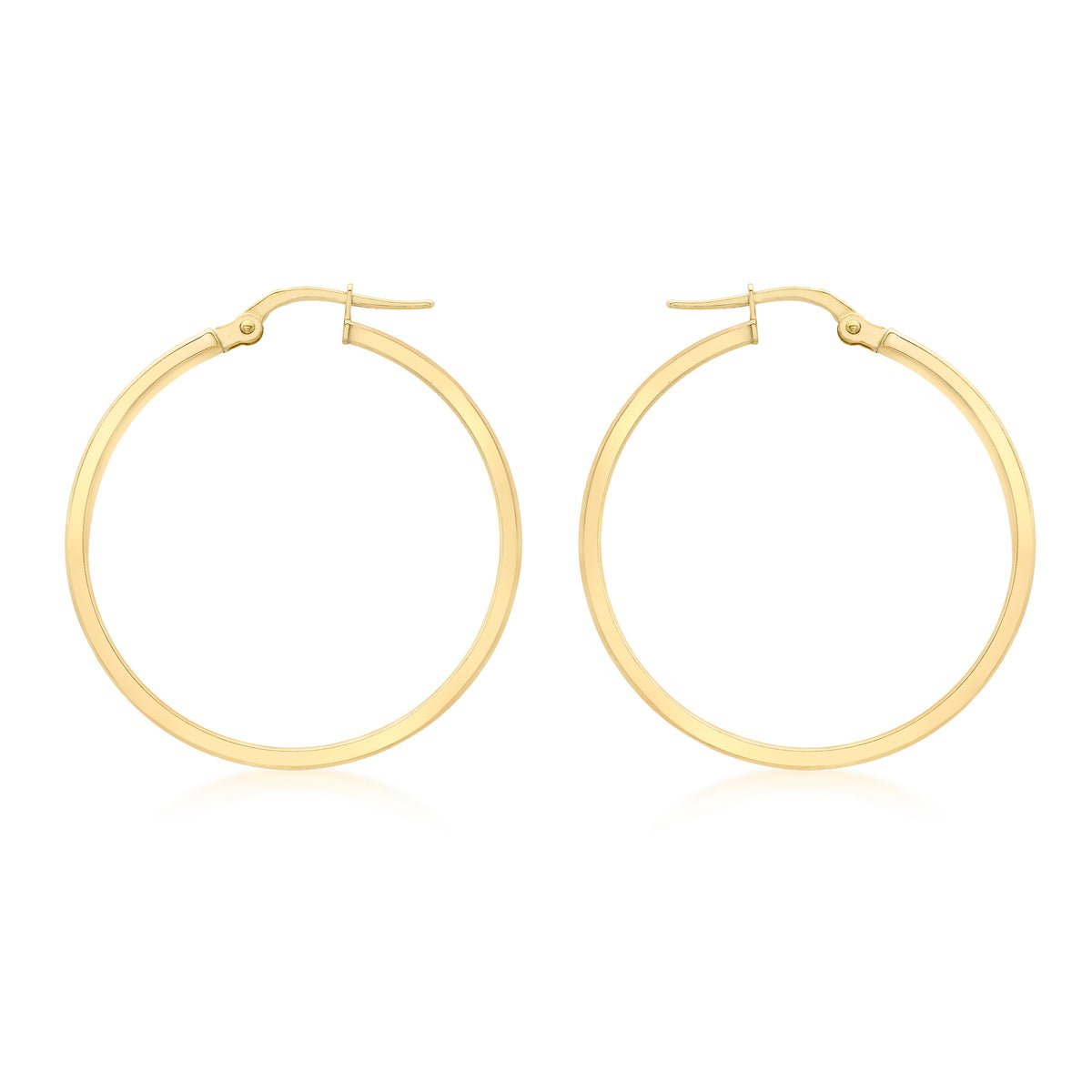 9ct Yellow Gold Bevelled Large Hoop Earrings