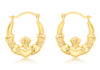 9ct Yellow Gold Claddagh Creole Hoop Earrings