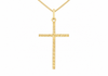 9ct Yellow Gold Diamond-Cut Slim Cross Pendant Necklace
