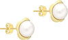 9ct Yellow Gold Flower and Pearl Stud Earrings