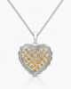18ct White Gold Citrine Scallop Edge Heart Pendant