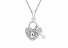 9ct White Gold Zirconia Heart Padlock & Key Pendant