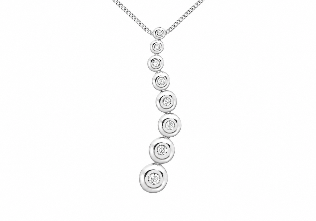 9ct White Gold 0.12ct Diamond 8-Stone Pendant