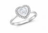 Sterling Silver Encased Floating Zirconia Heart Ring