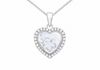 Sterling Silver Floating Zirconia Heart Pendant Necklace