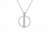 Sterling Silver Vertical Bar Pave Circle Pendant