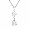 Sterling Silver Round & Pear Zirconia Drop Pendant