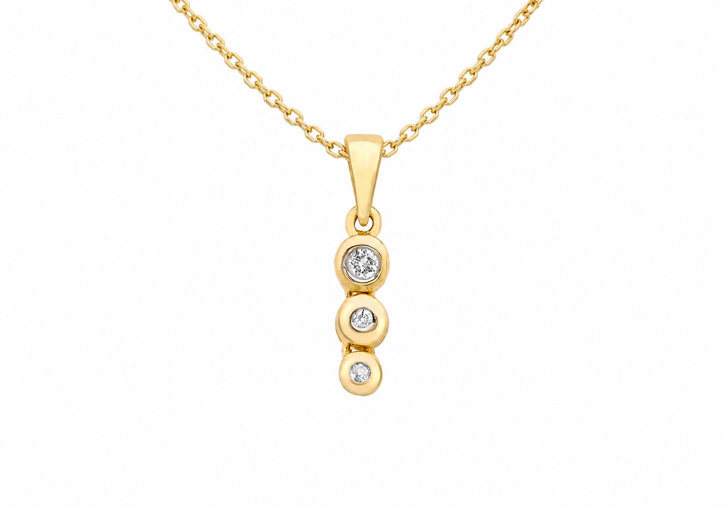9ct Yellow Gold 0.05ct Diamond Trilogy Doughnut Pendant