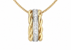 9ct Two-Tone Gold & White Zirconia Knotted Barrel Pendant