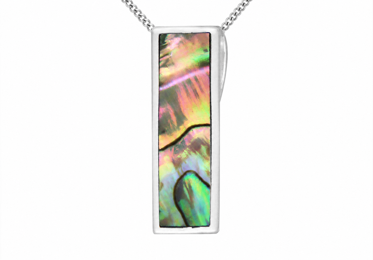 Sterling Silver Paua Shell Bar Pendant